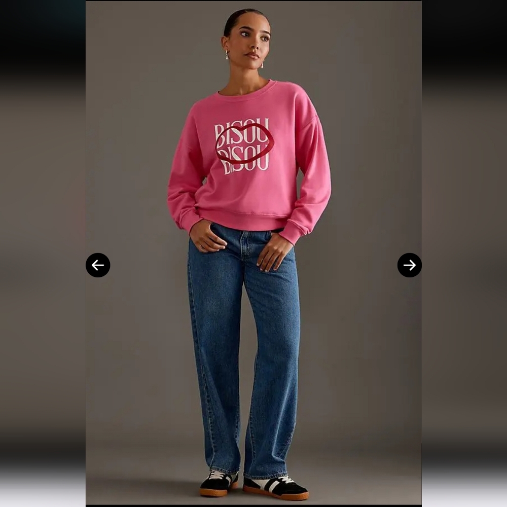 Maeve Jordon Nickson Pink Bisou Bisou Sweatshirt NWOT XL - Picture 3 of 8